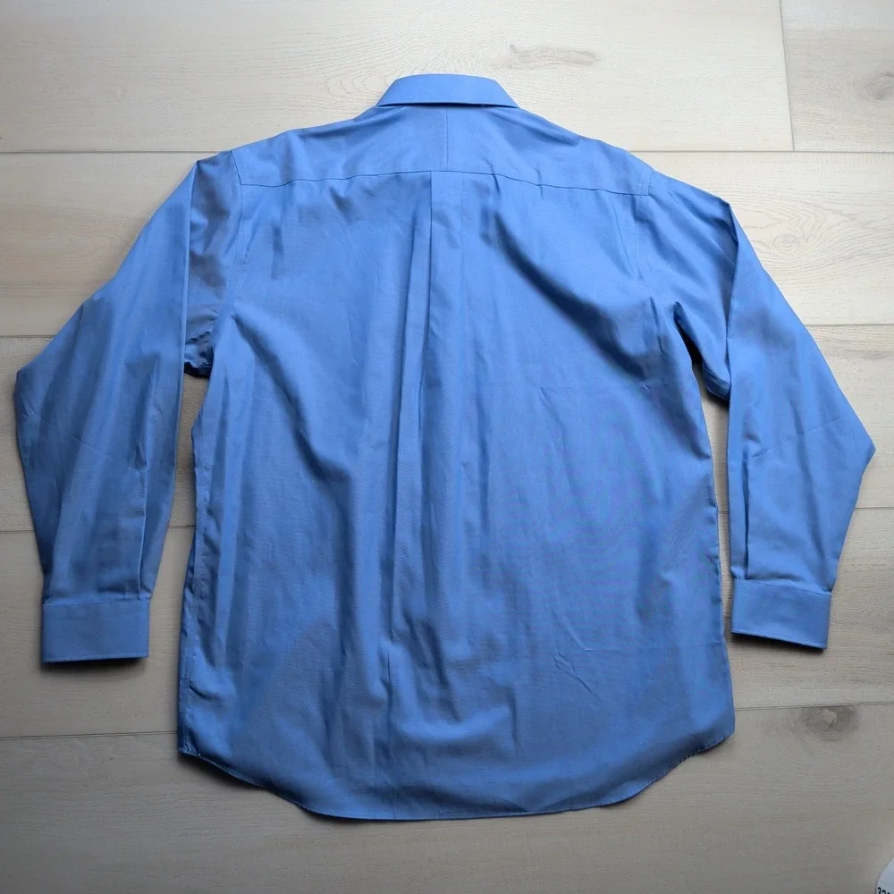 NEW Forsyth of Canada Dress Shirt Mens 16.5 34/35 Blue Wrinkle Free‎ Cotton
